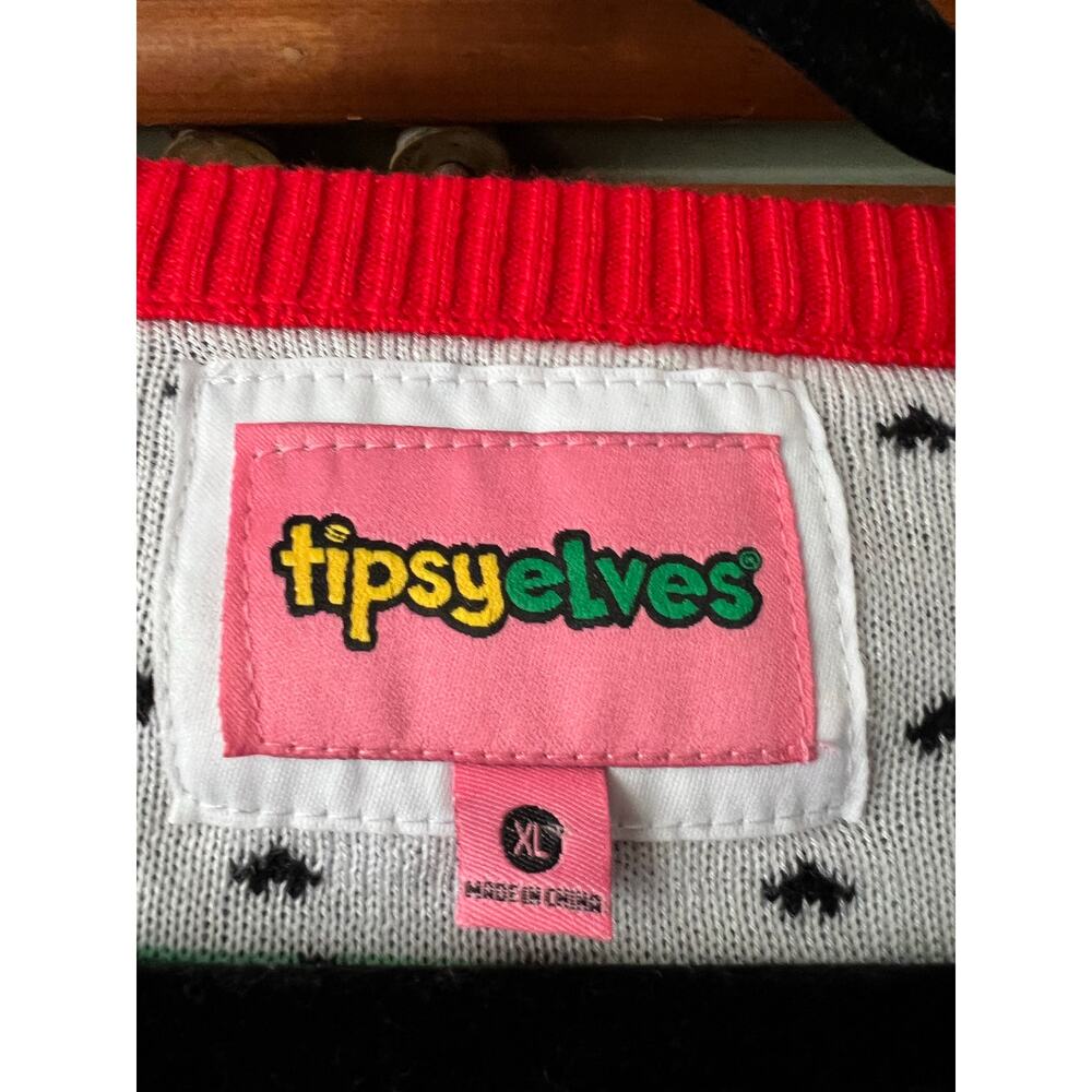 NWT Tipsy Elves Women's Beer Pong Ugly Christmas Sweater Black Red Size XL - Picture 7 of 9